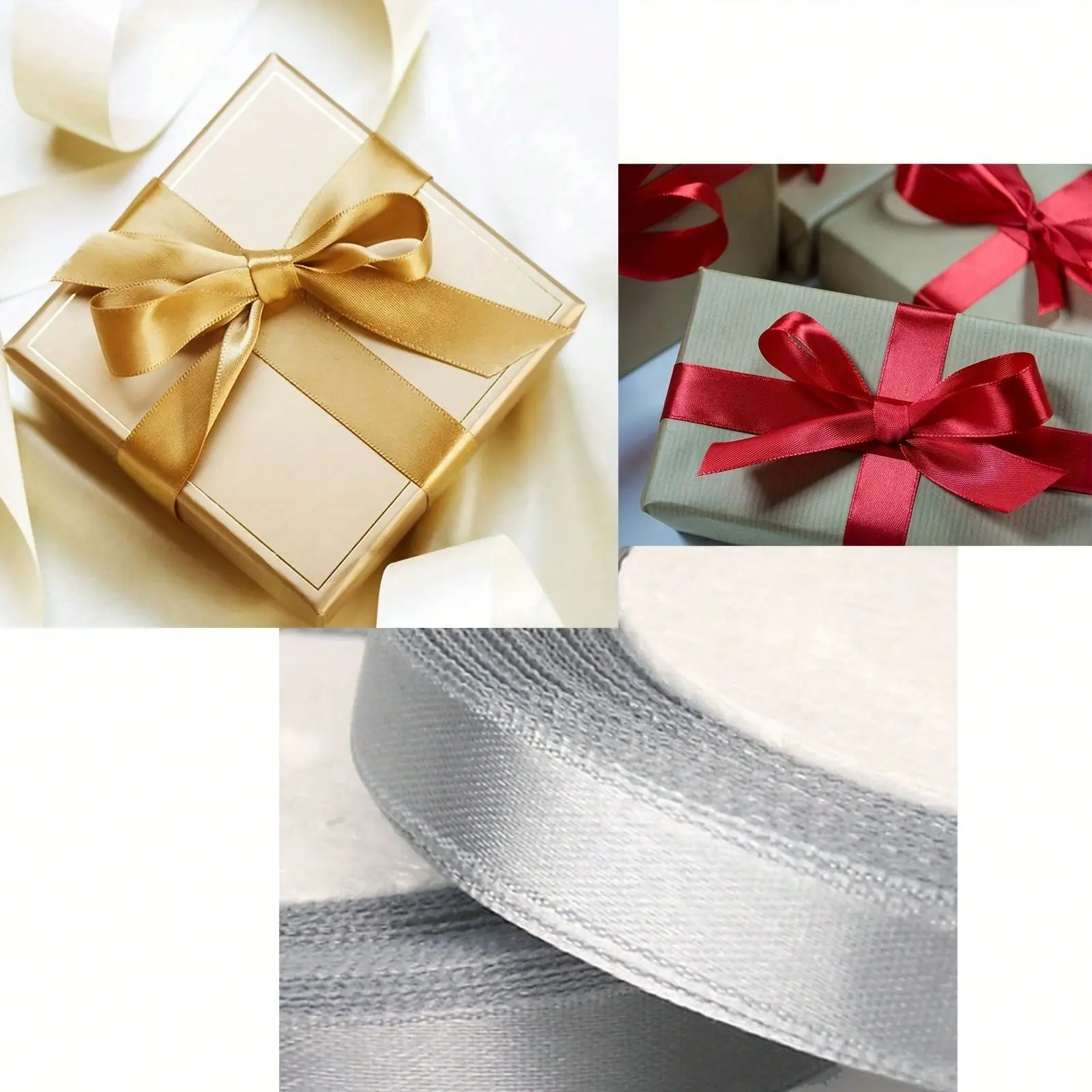 Multi-Color Fabric Ribbon (, Gold, ), Customizable for Gift Wrapping, Weddings, Crafts, Holidays, DIY Projects, Party Decorations