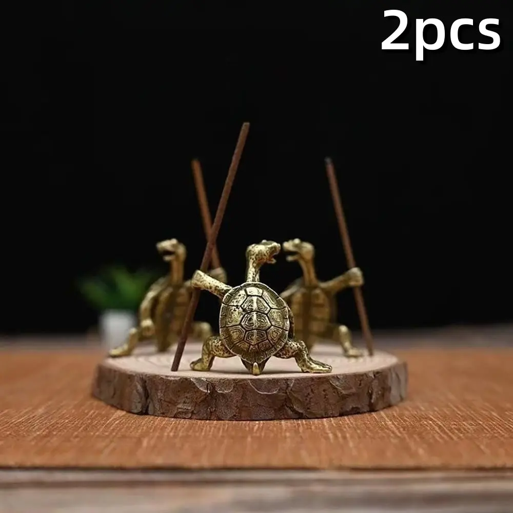 2 Piece Kung Fu Turtle Incense Burner Set, Alloy Turtle Shape Decorative Item, Ideal for Home Office Tea Room, Creative Gift Idea, Incense Holders