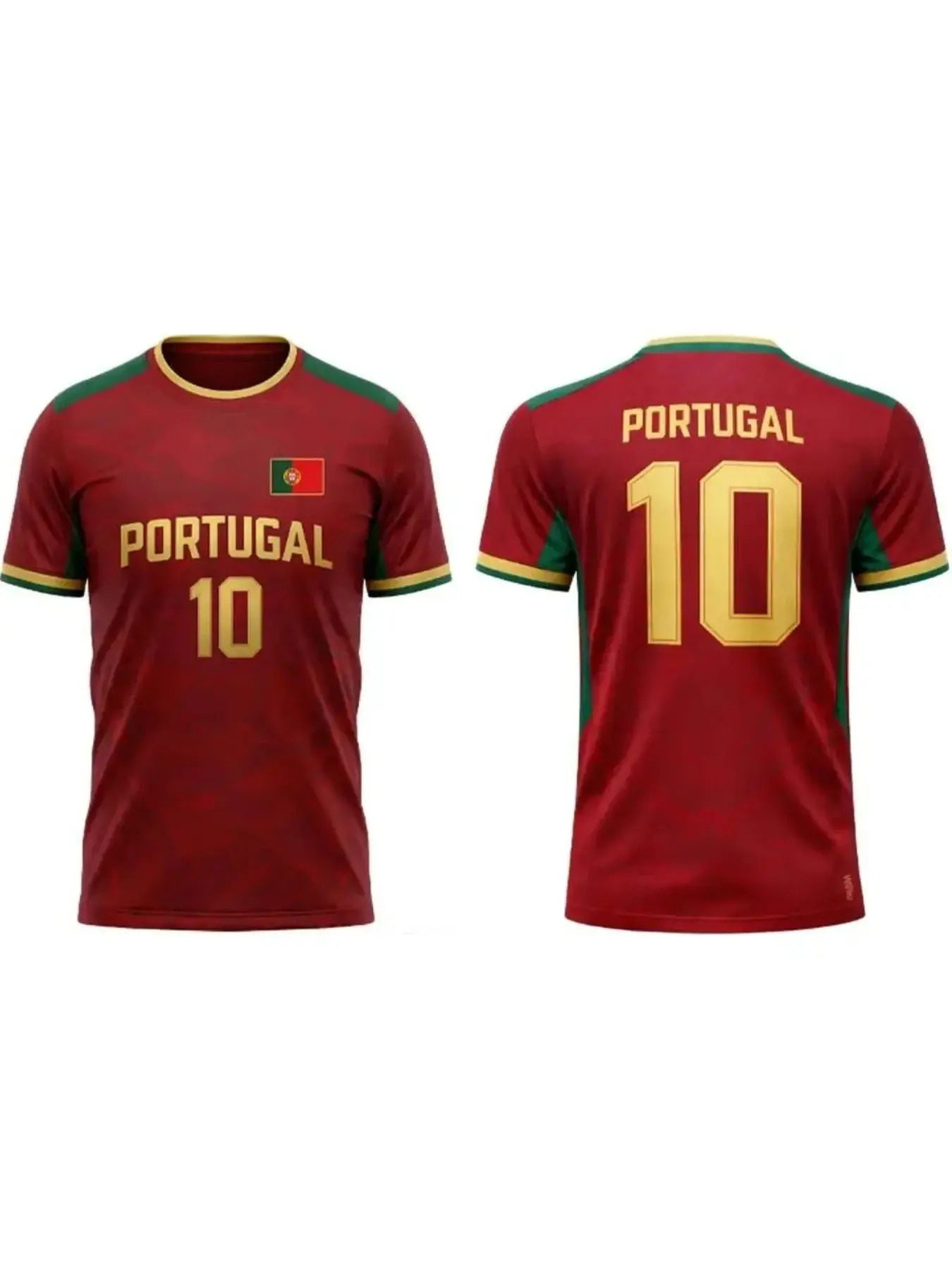 Portugal Men's Soccer Jersey, Sweat-Wicking Quick-Dry Material, Round Neck Short Sleeve Top, Ideal for Outdoor Sports, All Seasons