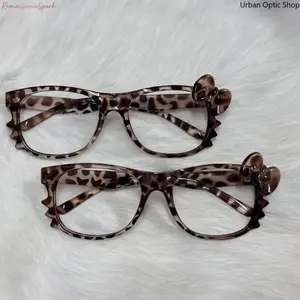 Y2K Kitty Leopard Print Nerd Frame Non Prescription Glasses Cute Decor Daily Street Party Women Fashion Eyewear