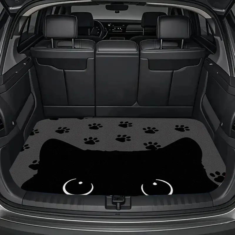 1 Cat Print Car Trunk Mat | Durable Polyester Floor Mat, Practical and Safe for Daily Travel, Load and Secure Cargo, Interior Accessory, Great Gift, Thanksgiving Present, Car Accessories