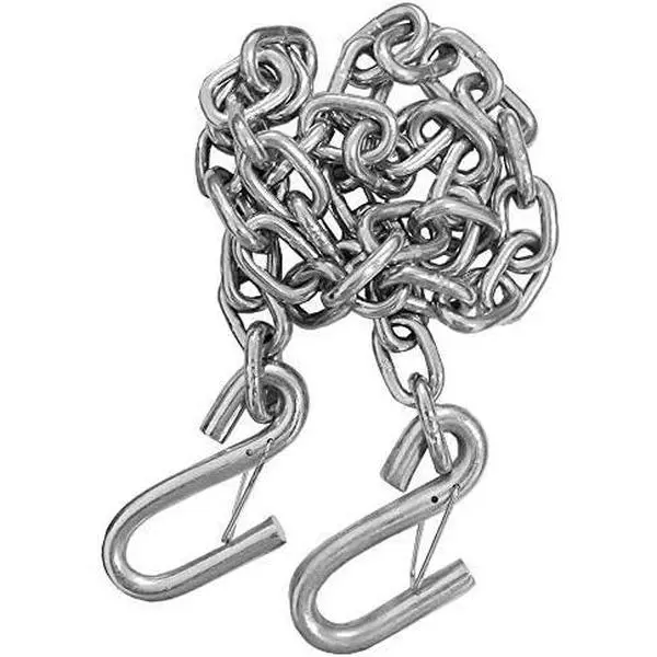 1/4" x 42"  Safety Chain - Hot Dipped Galvanized Steel with Safety Hooks - 5,000 lb GTW Rated - Rust Resistant - Choose 1, 2, or 4 Pack