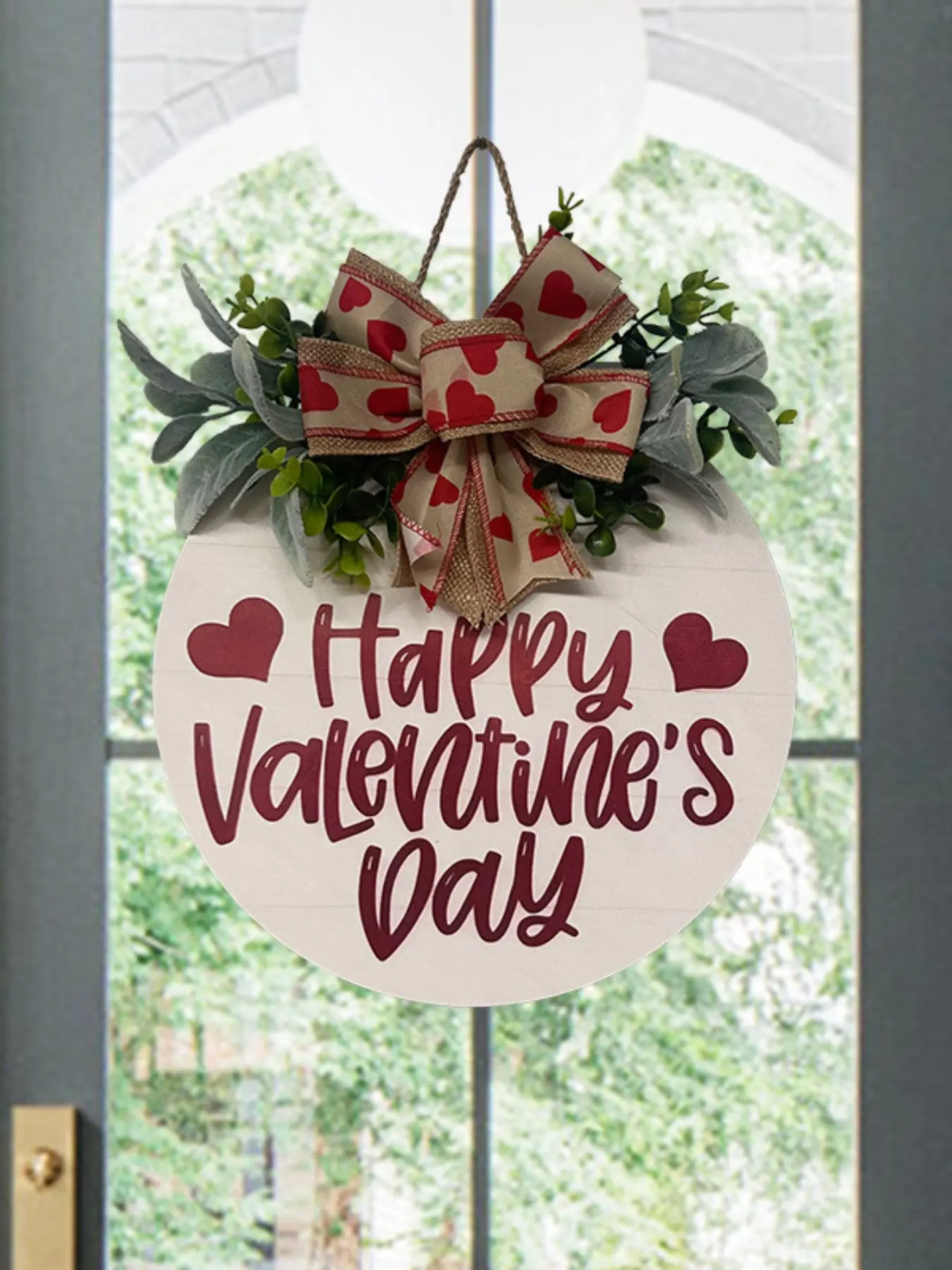 Valentine's Day Wooden Hanging Sign, Sticky Hook Bow Wreath, Home Decor, Welcome Door Sign, Express Love, All Seasons