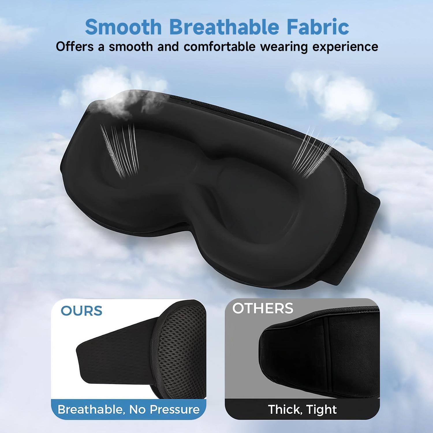 Music Sleep Mask with Bluetooth & Ultra-Thin Speakers - 3D Contoured Removable Design for Side Sleepers, Perfect for Relaxation, Meditation & Sleeping, Great Gift for Men & Women