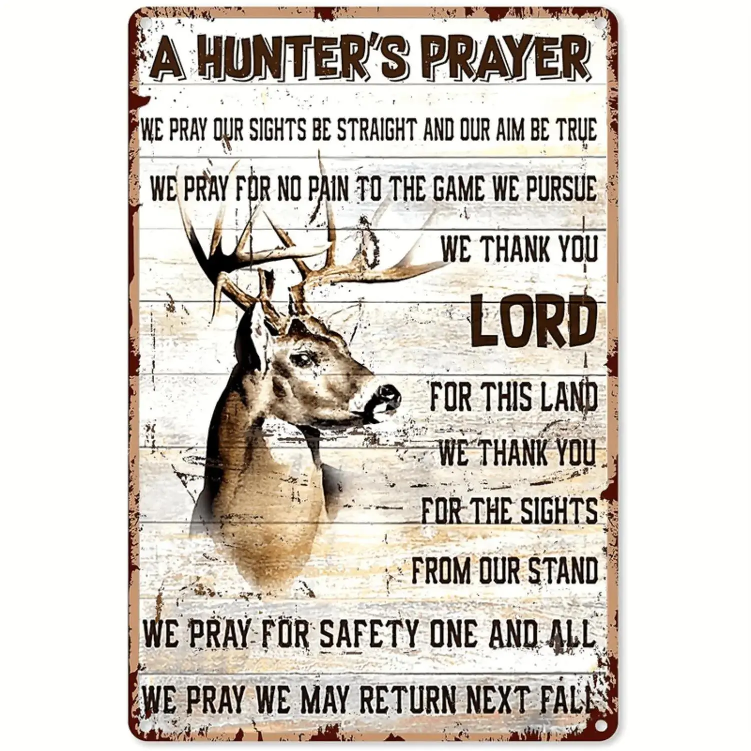Rustic Naked Metal Deer Hunting Buck Wall Decor Sign - Durable Home Decor Plaque for Hunting Enthusiasts, Home Bar, Garage - 12x8 in/30x20 cm Outdoors Collectible # country style wall # wall art decor # home bar cafe garage indoor # ornate religious decor