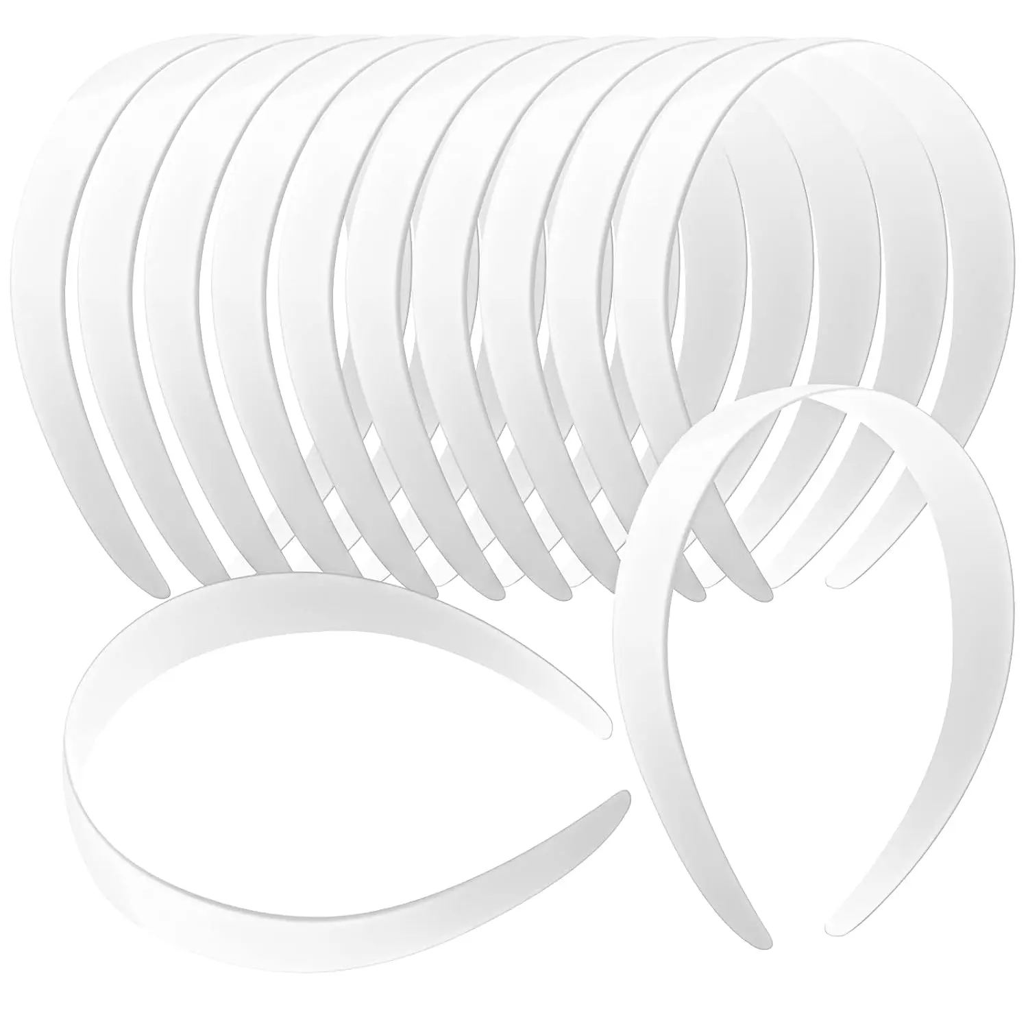 12 count White Plastic Headbands, 1 Inch Wide No  Hair Bands for Girls & Women, Blank DIY Plain Headbands for Crafts