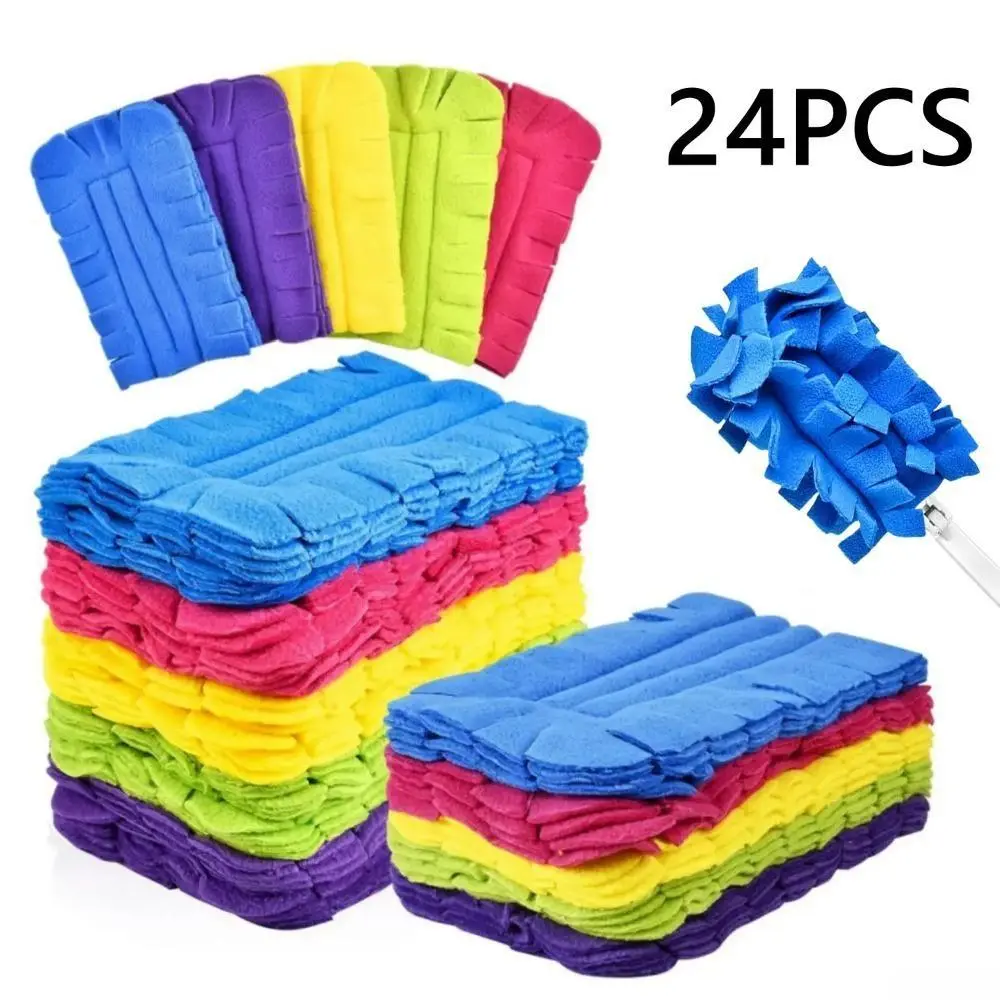 24-Pack Solid Fleece Duster Refills, Washable, Reusable, and Quick to Dry Pads for Daily Cleaning, Multifunctional for Ceilings & Floors, 24Pcs No Including Handle, Window, Removable & Washable, Kitchen, Save, Costs, Performance, Debris