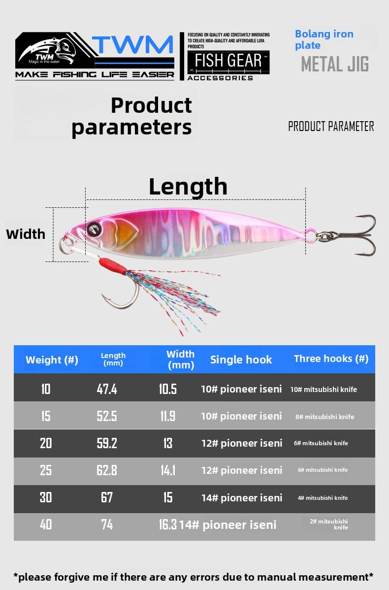 TWM Wave Shore long-range lure, floating metal lure, artificial bait, lead fish metal fishing gear, suitable for fishing for flagfish