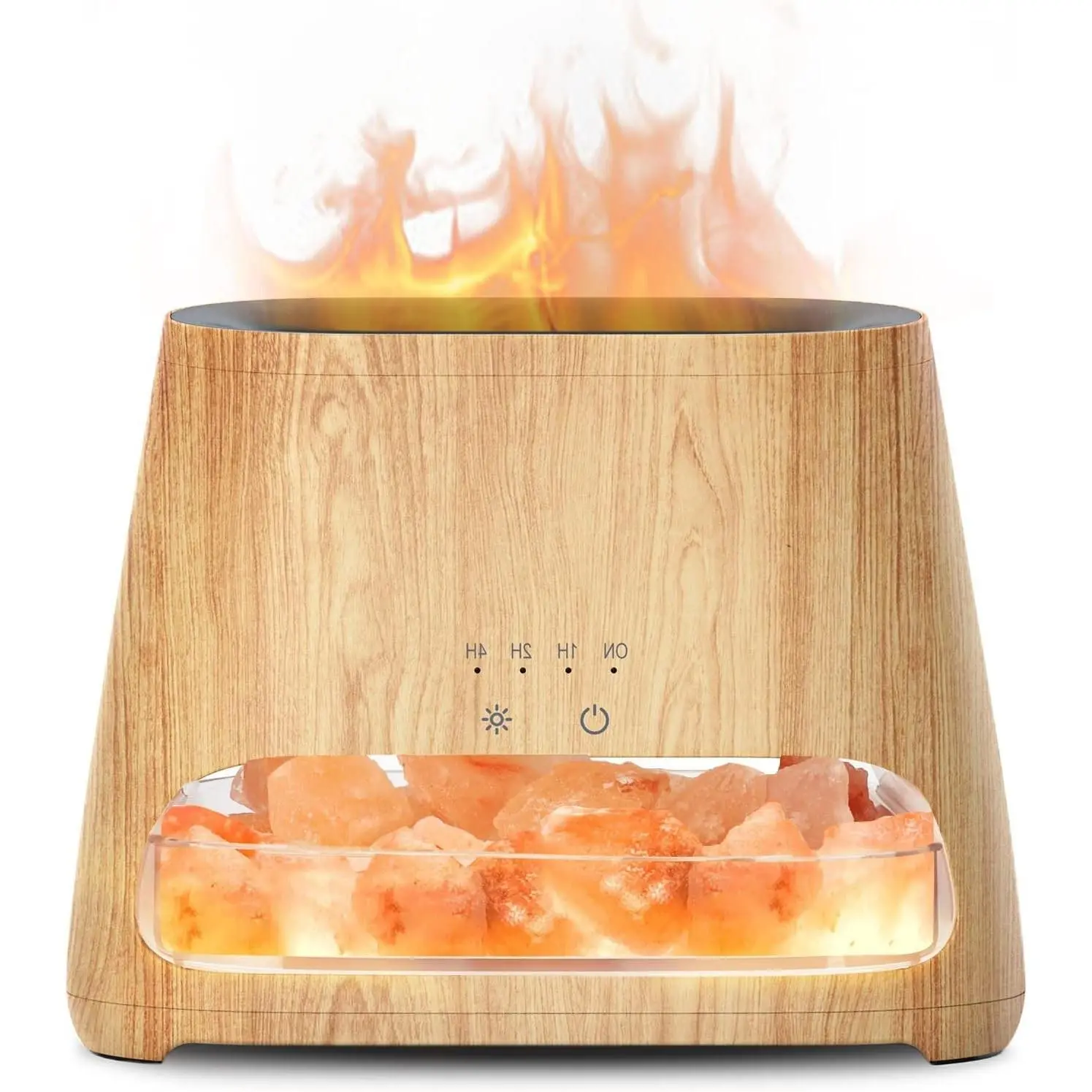 2-in-1 Essential Oil Diffuser & Himalayan Salt Lamp, 150ml Ultrasonic Aromatherapy Diffuser, Cool Mist Humidifier with Auto Shut-Off, 100% Pure Himalayan Pink Salt Rock, Wooden GrainGift