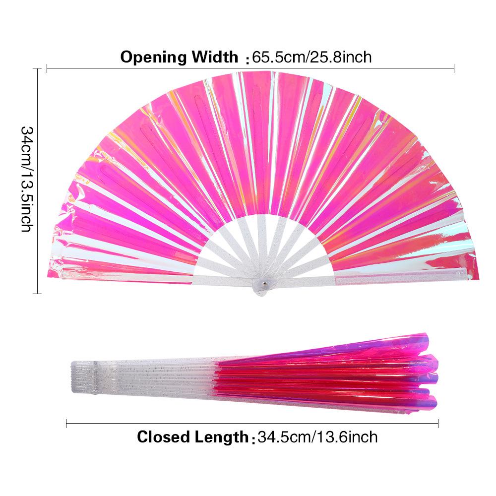 13-Inch 4D printing Neon Birthday Party Fan Blue/Silver/Rainbow/Pink/Black Glow Neon Holo graphic Hand Fan with Water-Resistant, Sweat-Proof Coating Perfect for Music Festivals, Nightclubs, Raves, Outdoor Parties & Hot Weather Events (Vibrant Neon Style)