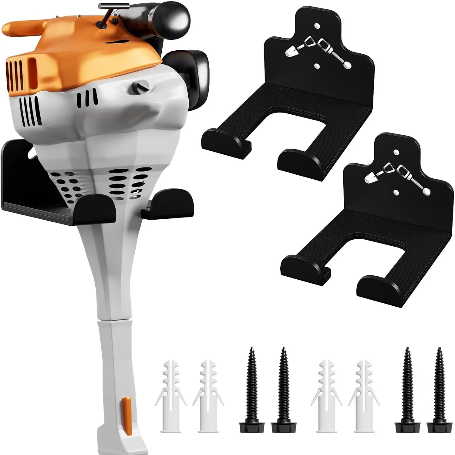 Garage Organizer Trimmer Rack Wall Mount, Weedeater Hanger, Black, 2 Pack | Heavy Duty Garage Power Tool Hanger,Weed Wacker Holder Wall Mount for Grass Trimmer,Hedge Trimmer,Garage Trimmer,Garden Tools