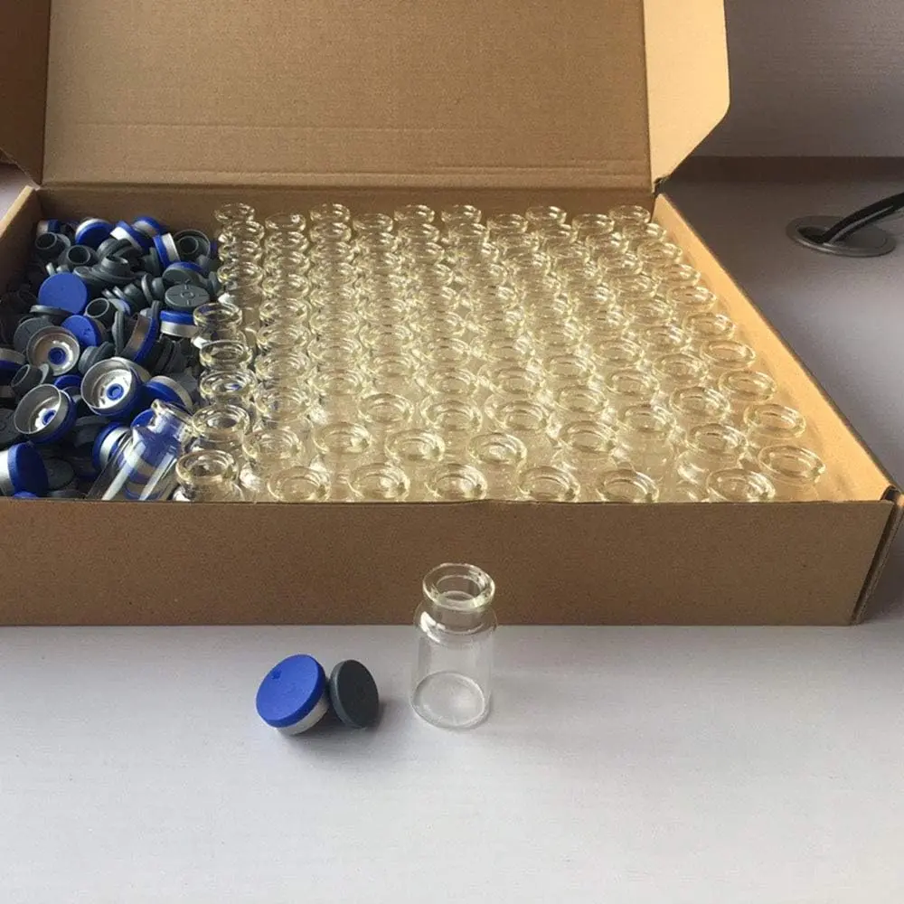 100 count 10ml Vials, 100 count Plastic- Flip Off Caps Rubber Stoppers