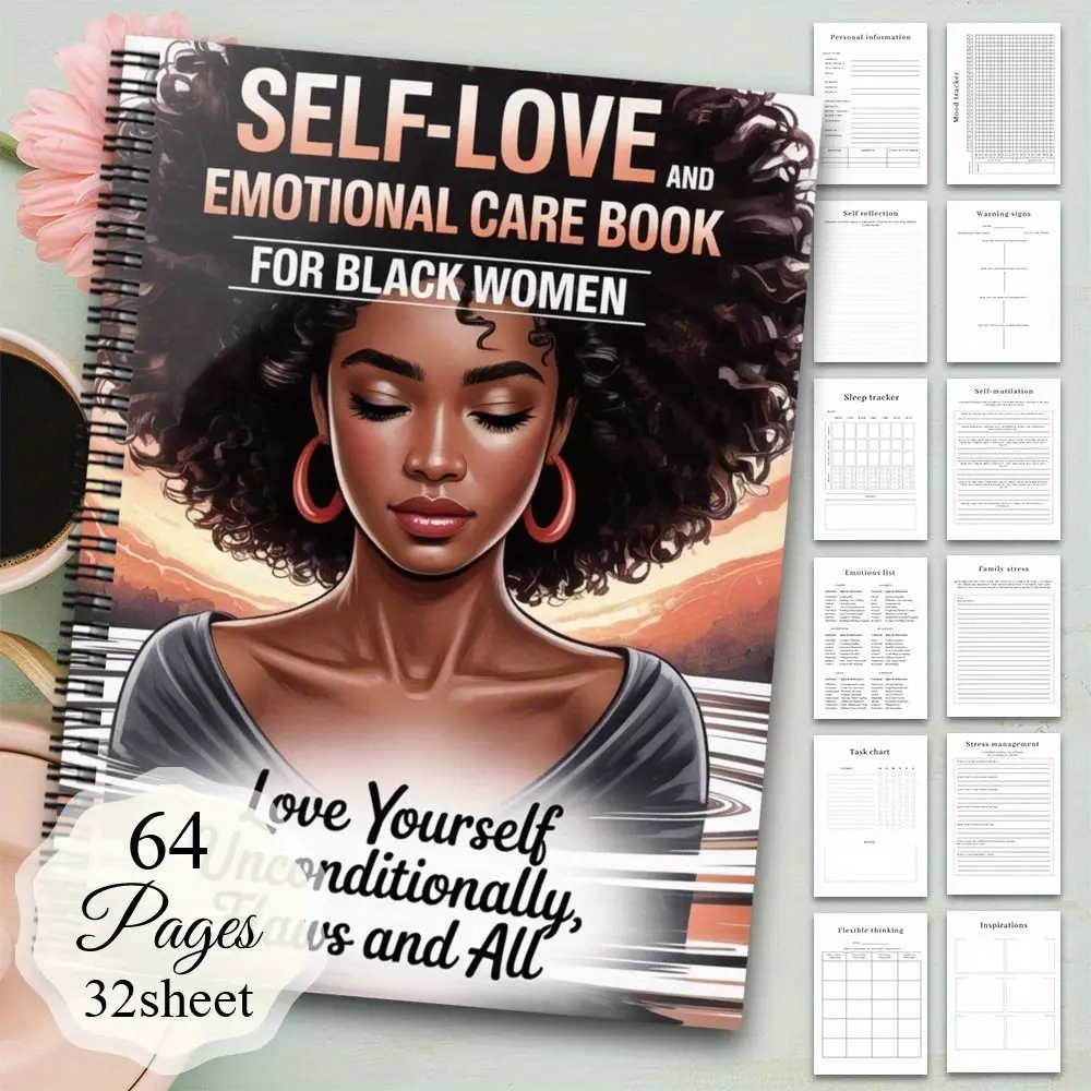 Self-Love and Emotional Care Workbook, 64-Page Daily Guided Journal, Wellness Journal, Mental Health Journal, Build Confidence, Healing Prompts, Personal Growth Planner, Inspirational Gift