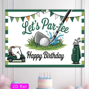 2D Flat Golf Theme "Let's Par-Tee" Birthday Peach Skin Tapestry