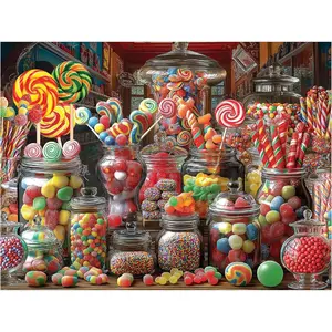 500 Piece Jigsaw Puzzle Fun Food Treat Puzzles Gift for Adults and Family 18"x24" - Candy Store