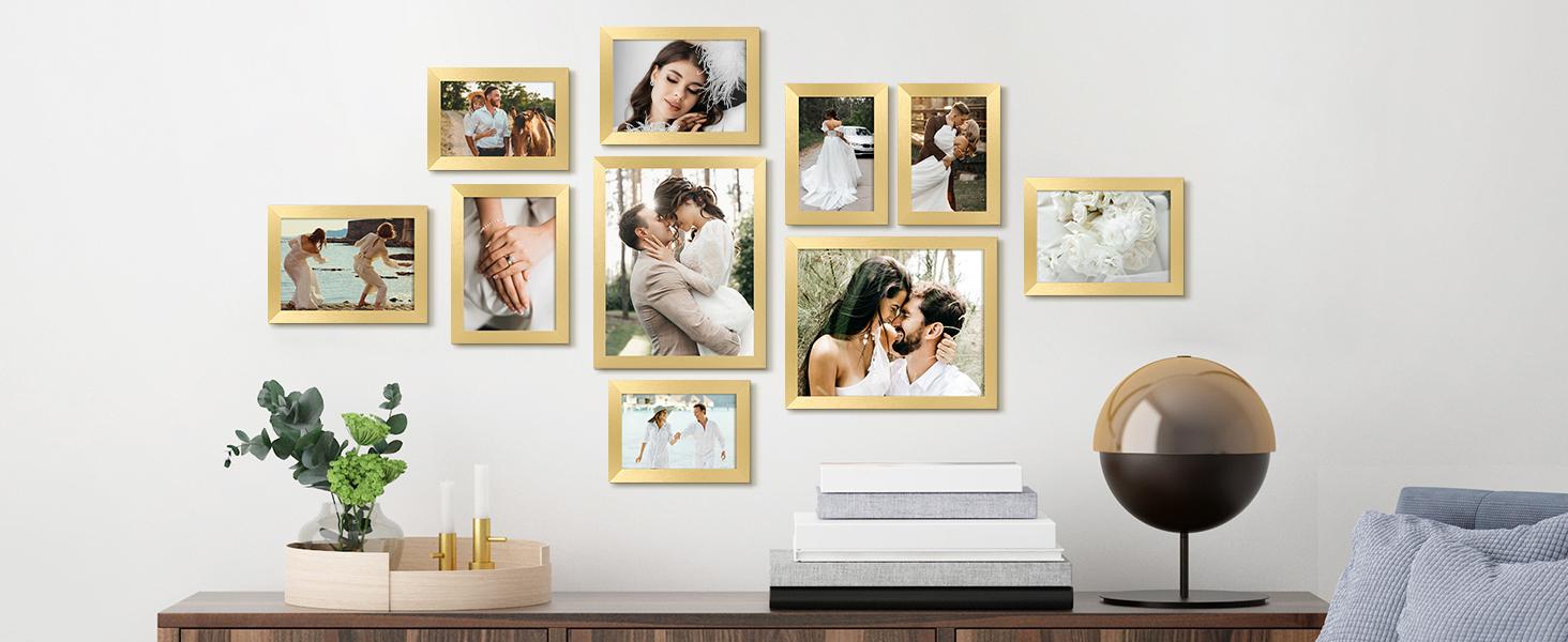 10 Pack Picture Frames Collage Wall Decor for Mounting or Tabletop Display, Photo Gallery Frame Set for Family, Multi Sizes Including 8x10, 5x7, 4x6, Black