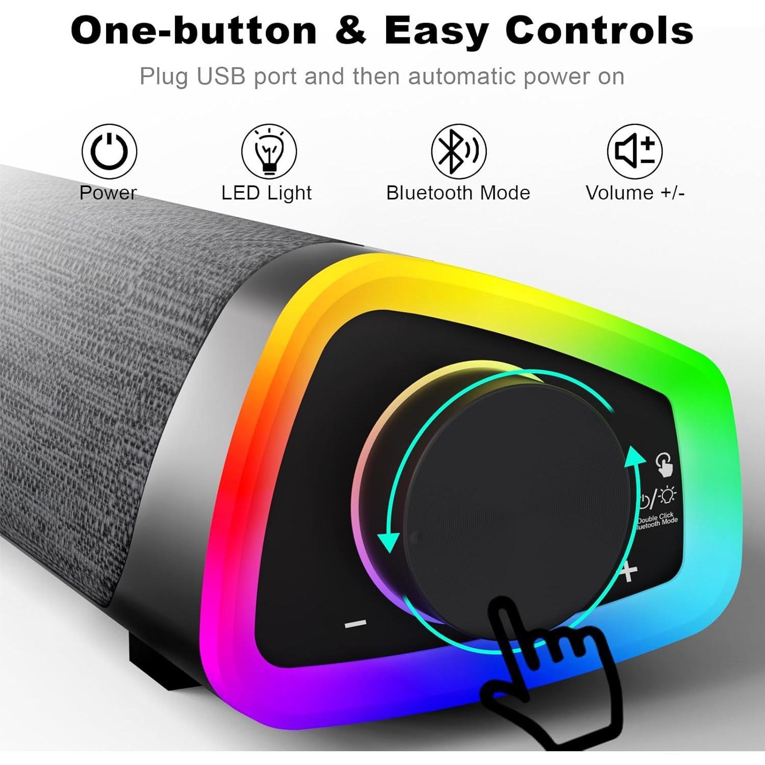 R30 Plus Computer Speakers for PC Desktop, All-in-one Control Button ...