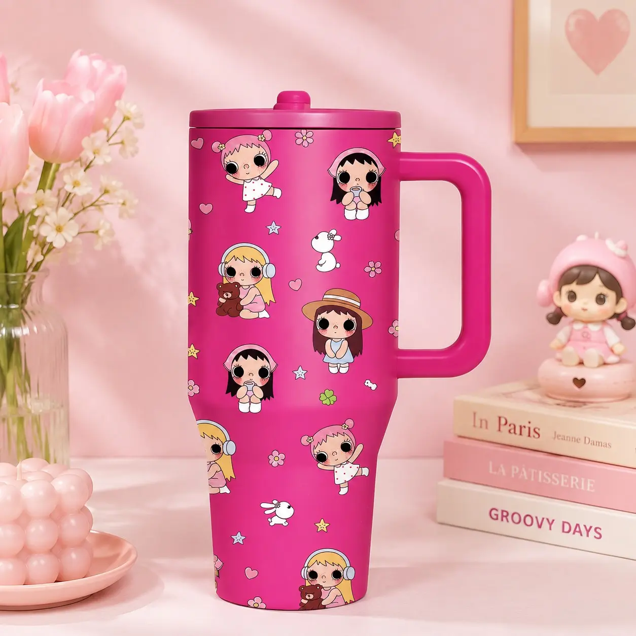 1PC 40oz Halloween Alien Stitch Insulated Cup, Cartoon Pumpkin Monster Design, Stainless Steel Vacuum Flask, Perfect for Gifts and Travel