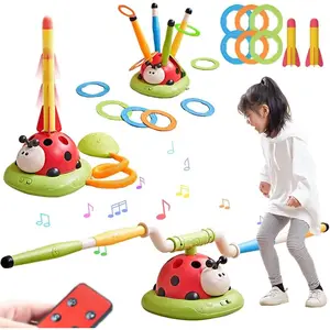 3 in 1 Musical Jump, Toss Ring Game and Stomping Launch Rocket Launcher for Kids Outdoor Toys with Remote Control, Indoor Outside Toy for Ages 4-8 5-7 8-13 Birthday Giftsfidget toys