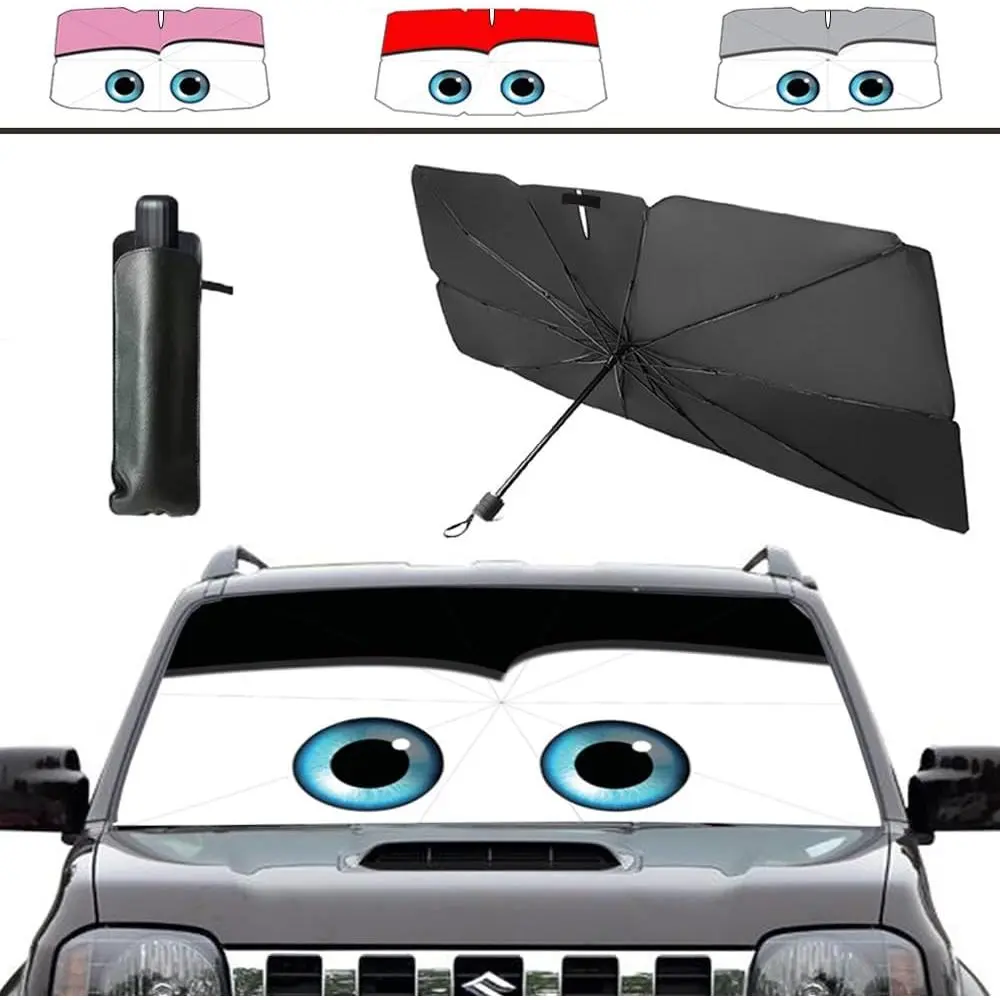 Windshield Sun Shade 2025  Accessories  Blackout  Front Windsow Shades Umbrella Automotive Sun Visor Block Heat Insulation Protection (Black Eyes)