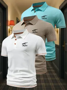 3pc Business Men's Quick-Dry Cool Collar Polo Set, New 2026 Breathable Visiting Underwear Three-Piece Suite, Casual Slim-Fit Colorblock Design