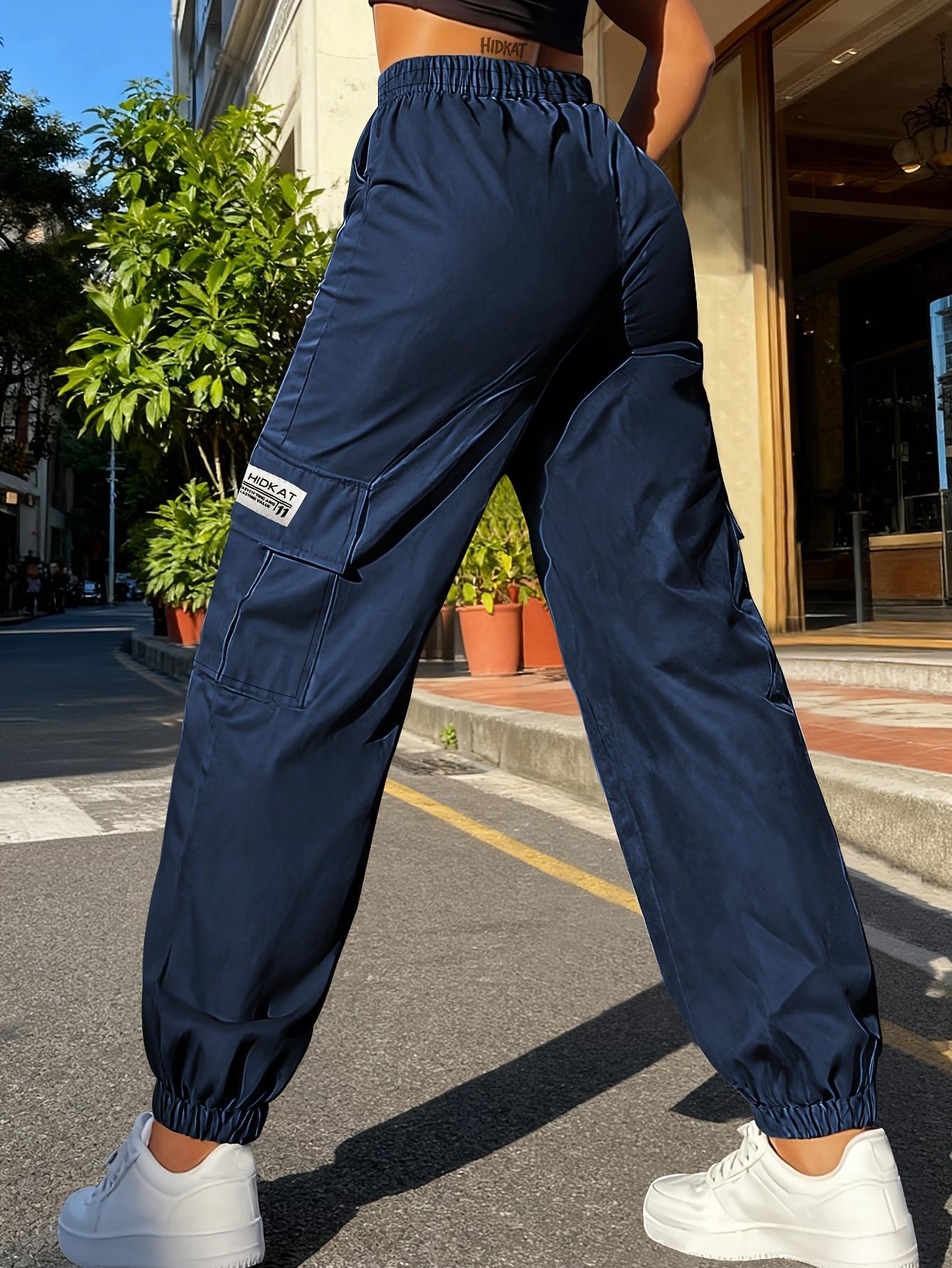 Women's multi pocket workwear, ankle tied casual pants Drawstring elastic waistband breathable lightweight and loose sports pants Multi color versatile high waisted slimming work pants with bound feet