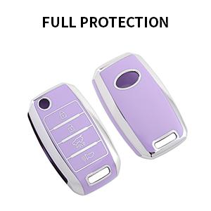for Kia Key Fob Cover Special Key Fob Case Cover Holder for Kia Kia Rio Optima Soul Sportage Sorento Carens Accessories Smart Keyless Remote Key Protector, Purple