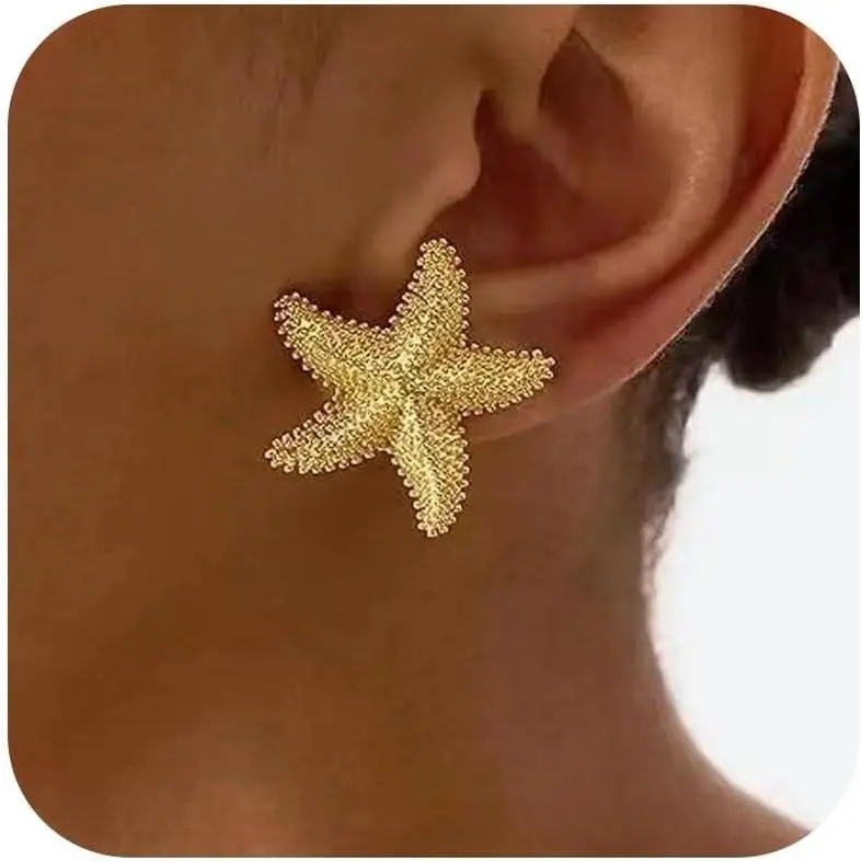 Starfish  Drop Earrings for Women,  Seashell Beach Earrings, Lightweight  Dangle  for Summer , Cruise Outfits, Tropical Resort Looks