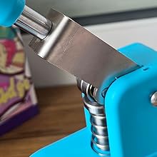 Blue Button Maker Machine 58mm (2.25 inch), DIY Button Pin Maker Machine Comes with Free Button Parts, Circle, Cutting Board, Pattern Paper, Holographic Bags, Colored Film, and Protective Case