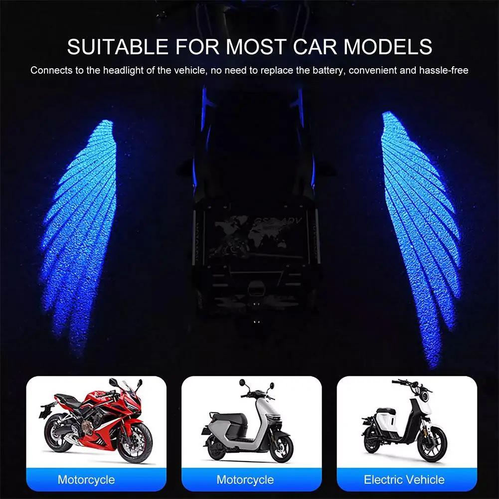 2pcs Angel Wings Welcome Light For Motorcycle LED Underbody Light Projector Decorative Atmosphere Light Accessories