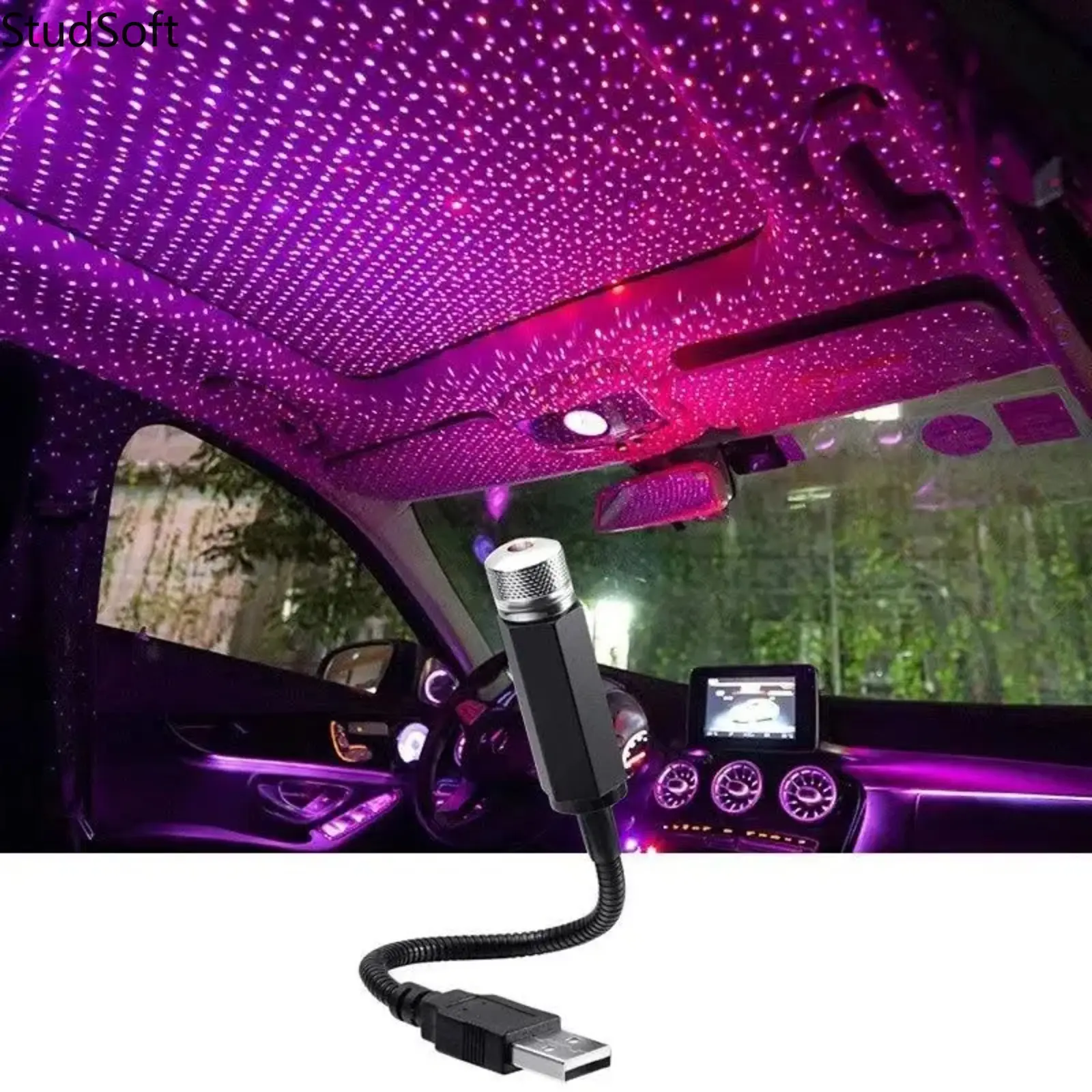 Adjustable USB Galaxy Star Night Projector Lamp Mini LED Roof Atmosphere Light Multipurpose Romantic Ambient Ceiling Projector for Car Bedroom Party