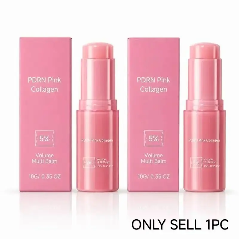 PDRN Pink Collagen Volume Multi Balm Stick with Volufiline & NAD, All-in-One Korean Skincare Balm for Lips, Under-Eyes, Neck & Smile Lines, Moisturizing, Firming and Fine Line Care Hydrating Lip Balm