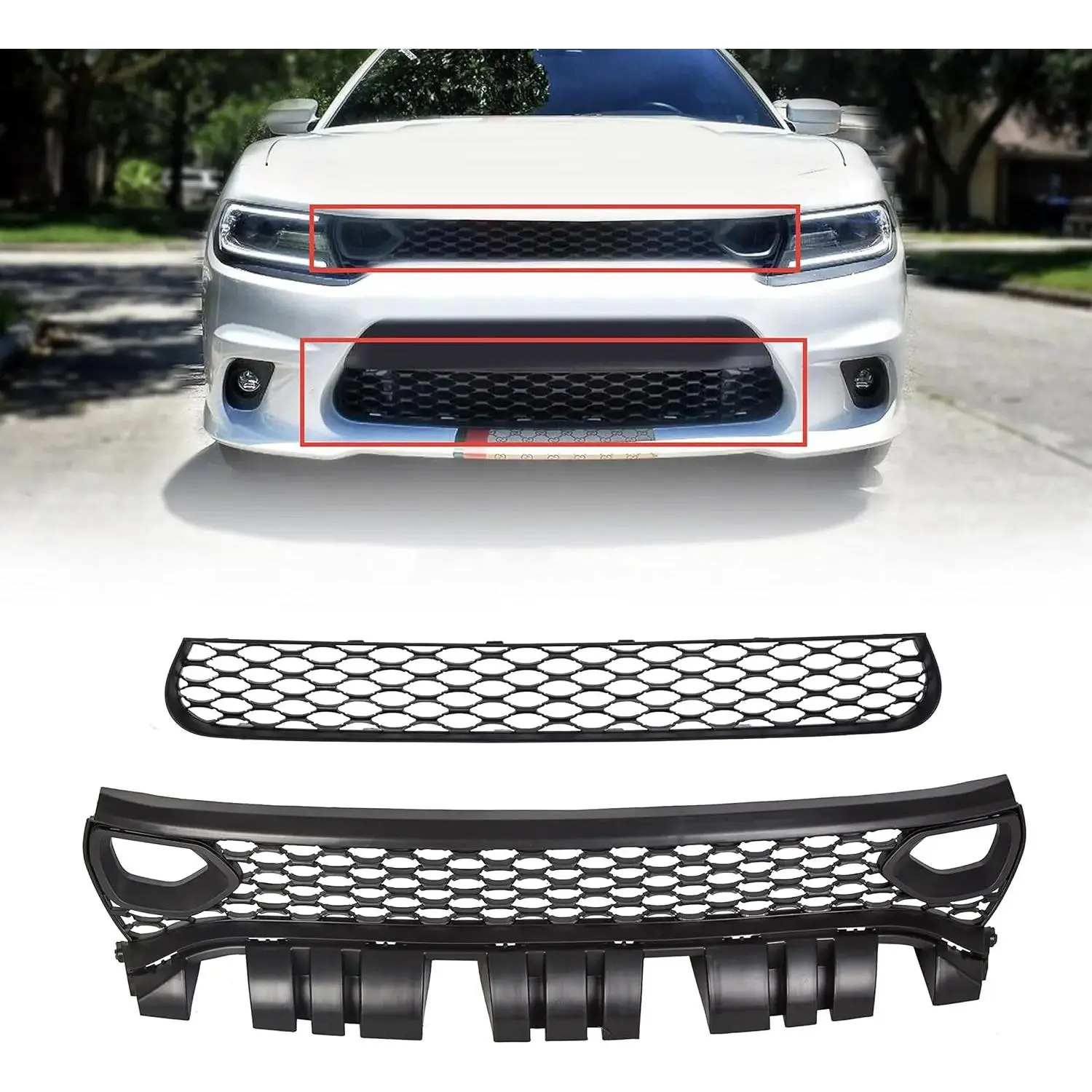 Lower Grill Compatible with 2015-2023 Air Inlet Dual Kit Mesh Grille Guard Bezels