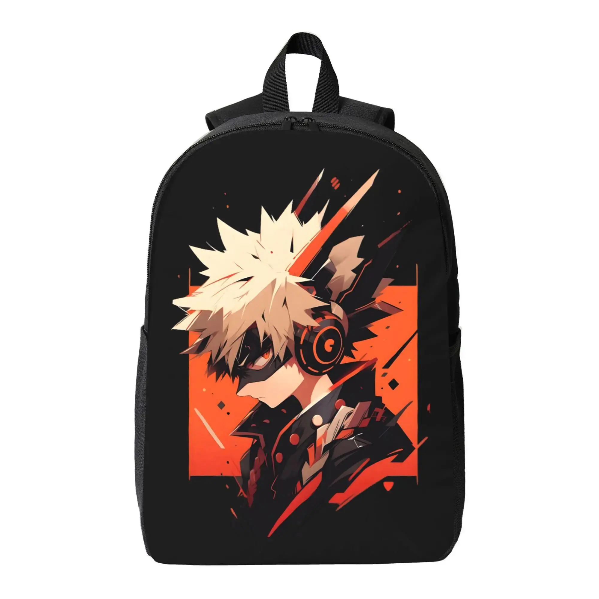 My Hero Academia Chibi Stylish Casual Daypack - Adjustable Durable Backpack with Mesh Pocket on Each Side for School, Multipurpose Fashion Travel Bag, Adjustable Backpack, Organized Daypack