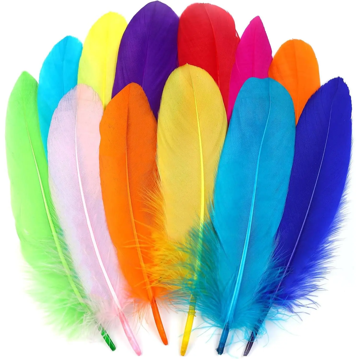 120Pcs 6-8inch Colorful Colored Goose Feathers for DIY Crafts, Angel Wings, Dream Catcher and Wedding Party Decor