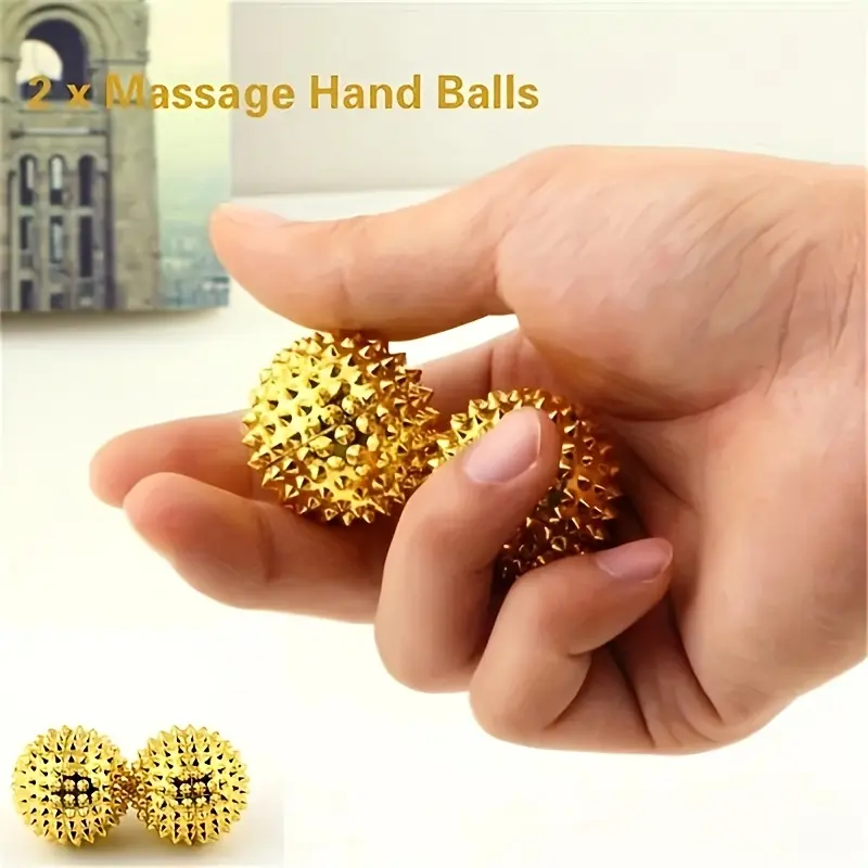 Magnetic Acupressure Massage Balls Set, Speed Control Metal Manual Foot & Hand Massager, Home Care Relaxation Aid Tool, 2 Pieces