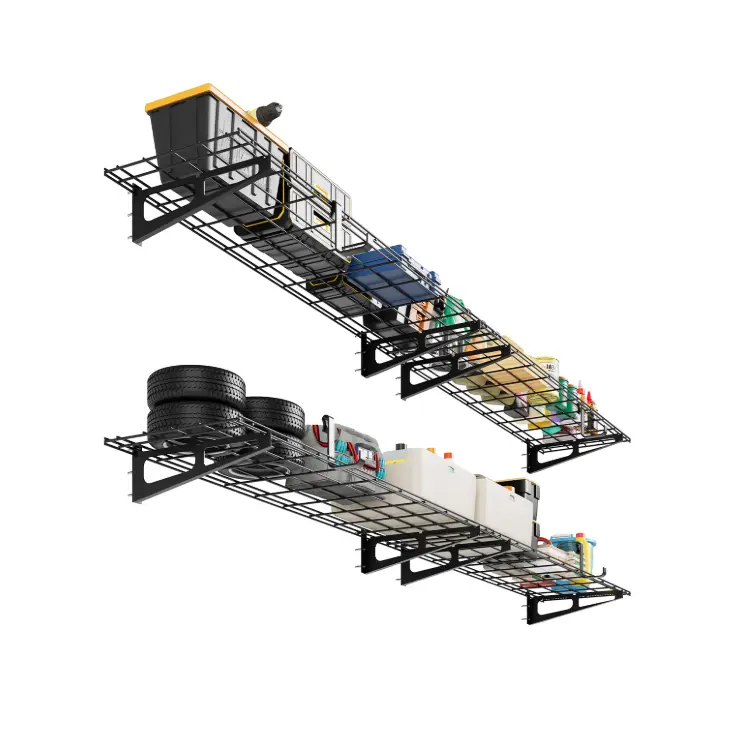 2x6 ft Garage Storage Shelving, 2-Pack Heavy Duty Wall Mounted Shelves, 800 Lb Capacity Garage Storage Rack Floating Shelves, Kitchen, Pantry, Shop, Shed (Black)