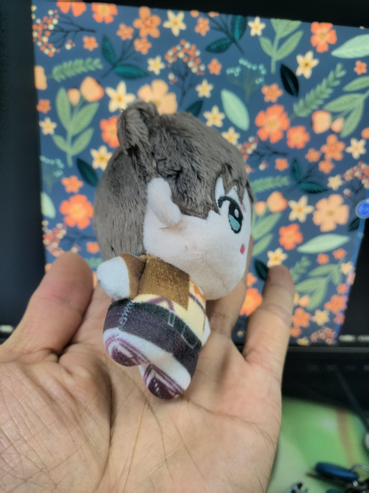 10cm Attack on Titan Eren Jaeger Stuffed Figure Keychains Accessories Kawaii Anime Mikasa Ackerman Dolls Backpack Pendant Model