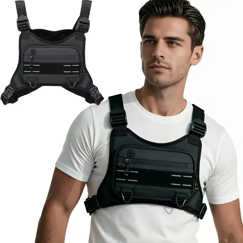 Outdoor sports chest bag, unisex chest bag |   Running backpack |   Running vest, lightweight front-mounted running/cycling backpack, lightweight chest bag,