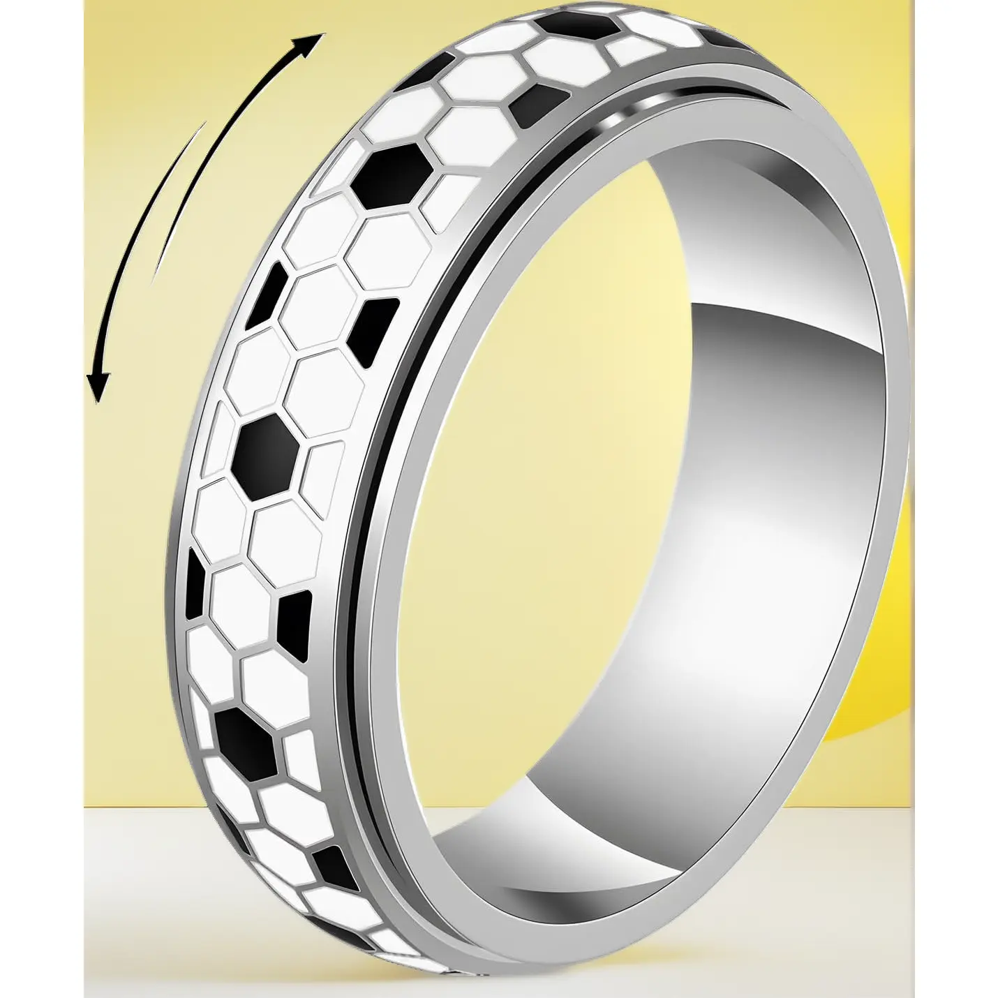 Stainless Steel Soccer Fidget Spinner Round Ring - Unisex Sports Jewelry for Anxiety Relief with Football Design, DIY Essential Sports Gift (Toys & Hobbies)