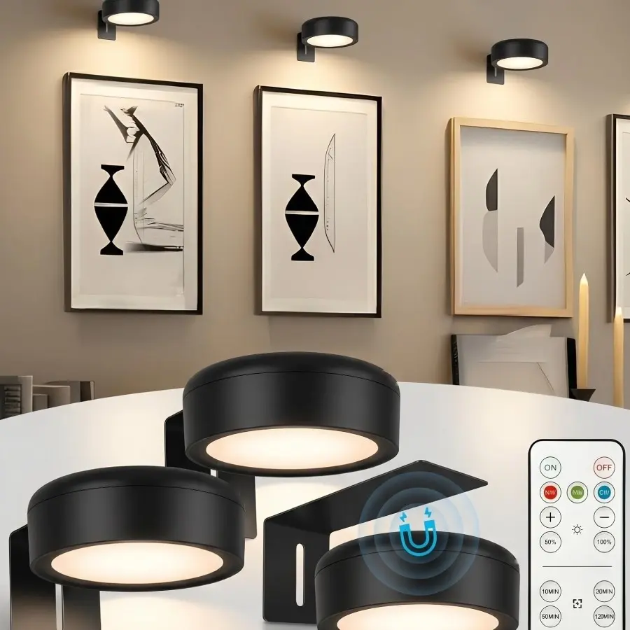 1/3/6pcs Christmas Wireless Metal Wall Art LED Lights, wall light, fairy lights, lamps, night light, Battery Powered Light, Magnetic Wireless Wall Lamp, Stairs, Corridors, Christmas decorations, Interior, Bedroom, Living Room, Home Decor