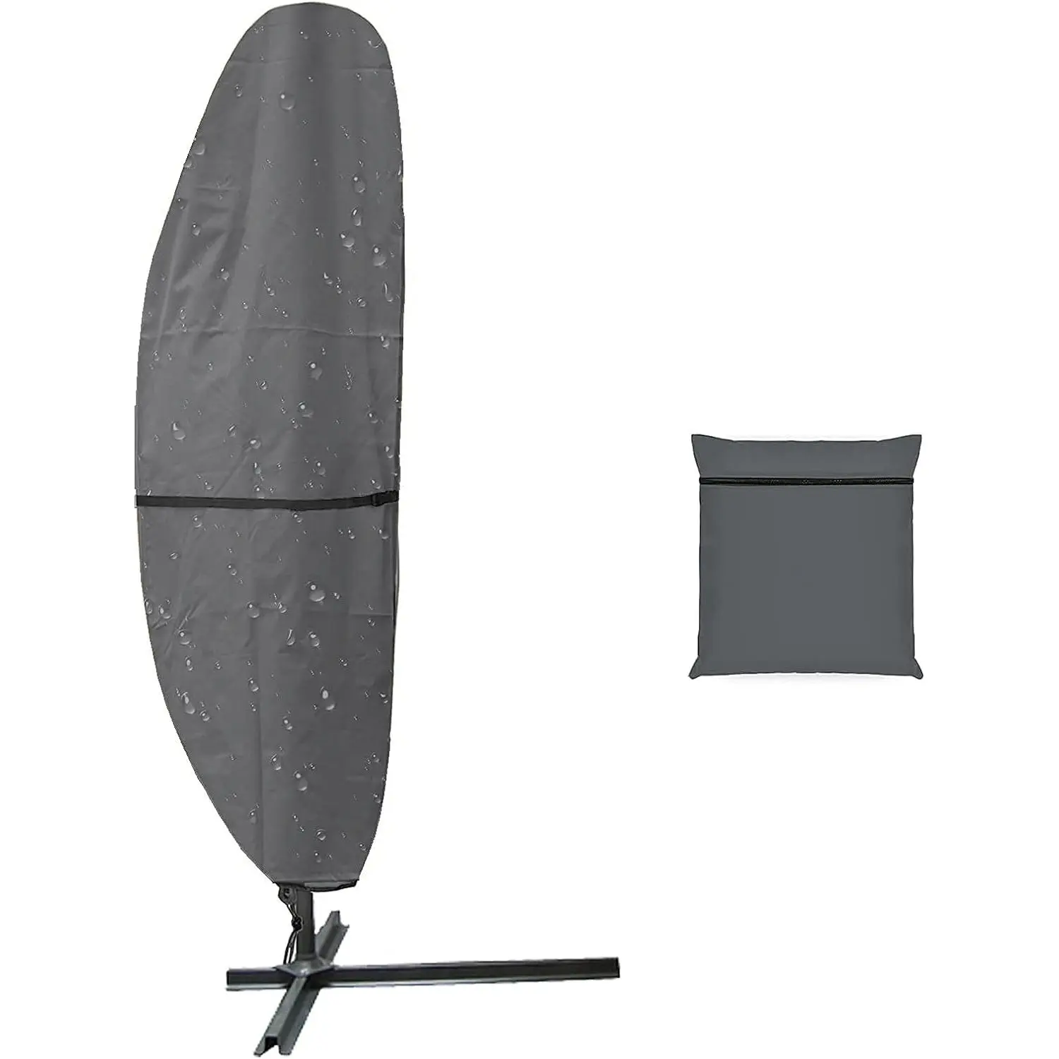 Banana Umbrella Cover with Zipper for 9-13ft Cantilever Umbrellas Cover Patio Umbrella Covers, Market Parasol Covers (Grey)…