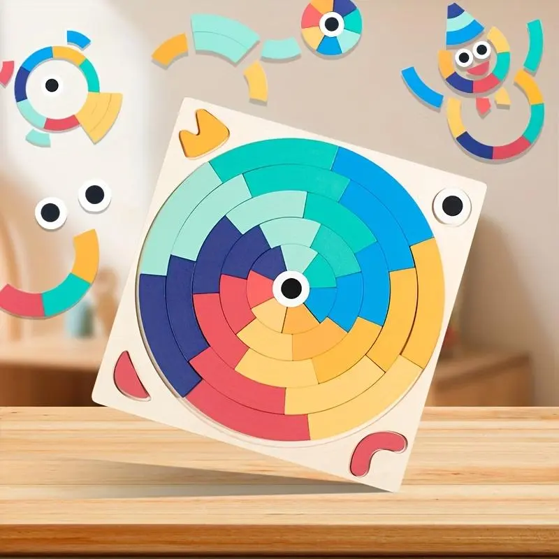 Rainbow Creative Building Blocks, Imagination and Family Activity, Wooden Puzzle Toy