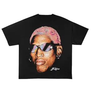 Men's Short-Sleeve Printed Round Neck Dennis Rodman Basketball Graphic Tee - Unisex 90s Vintage Bootleg Fabric Tops, Ideal Gift