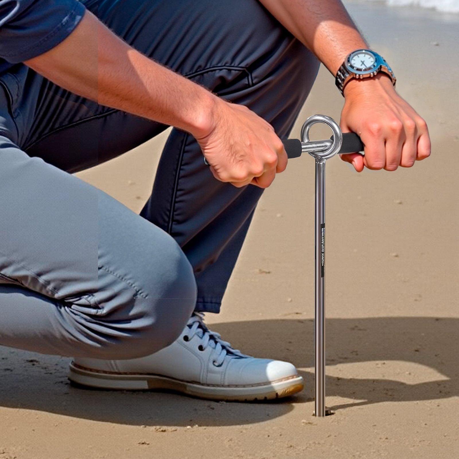 VEVOR Sand Anchor, 18 in Stainless Steel Beach Anchor, Screw in Sand Boat Anchors with Spiral Blade, Shallow Water Boat Auger Anchors, for Securing Jet Ski PWC Pontoon Kayak on Beaches and Sandbars