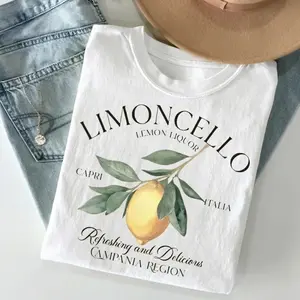 Limoncello Tee, Refreshing Lemon Graphic T-Shirt, Italian Summer Shirt, Citrus Fruit Design Tee, Amalfi Coast Vacation Aesthetic Unisex Top