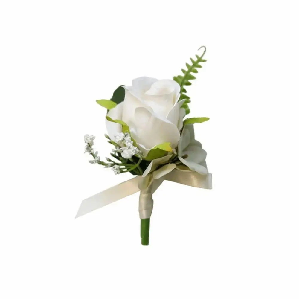 Boutonnieres Flowers Groom Boutonniere Flowers Elegant Artifical Roses Wrist Corsage Wedding Accessories
