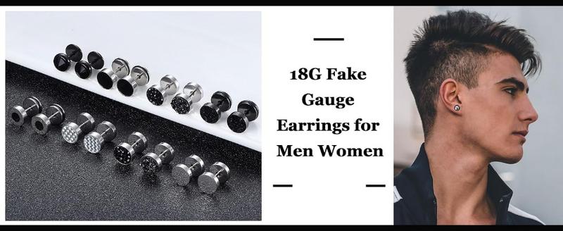 FUNRUN 12 Pairs 18 G Fake Gauge Earrings for Men Women Stainless Steel Stud Earrings Faux Gauges Earrings Fake Ear Plugs Gauges Tunnel JEWELRY FUNRUN 12 Pairs 18 G Fake Gauge Earrings for Men Women Stainless Steel Stud Earrings Faux Gauges Earrings Fake Ear Plugs Gauges Tunnel JEWELRY