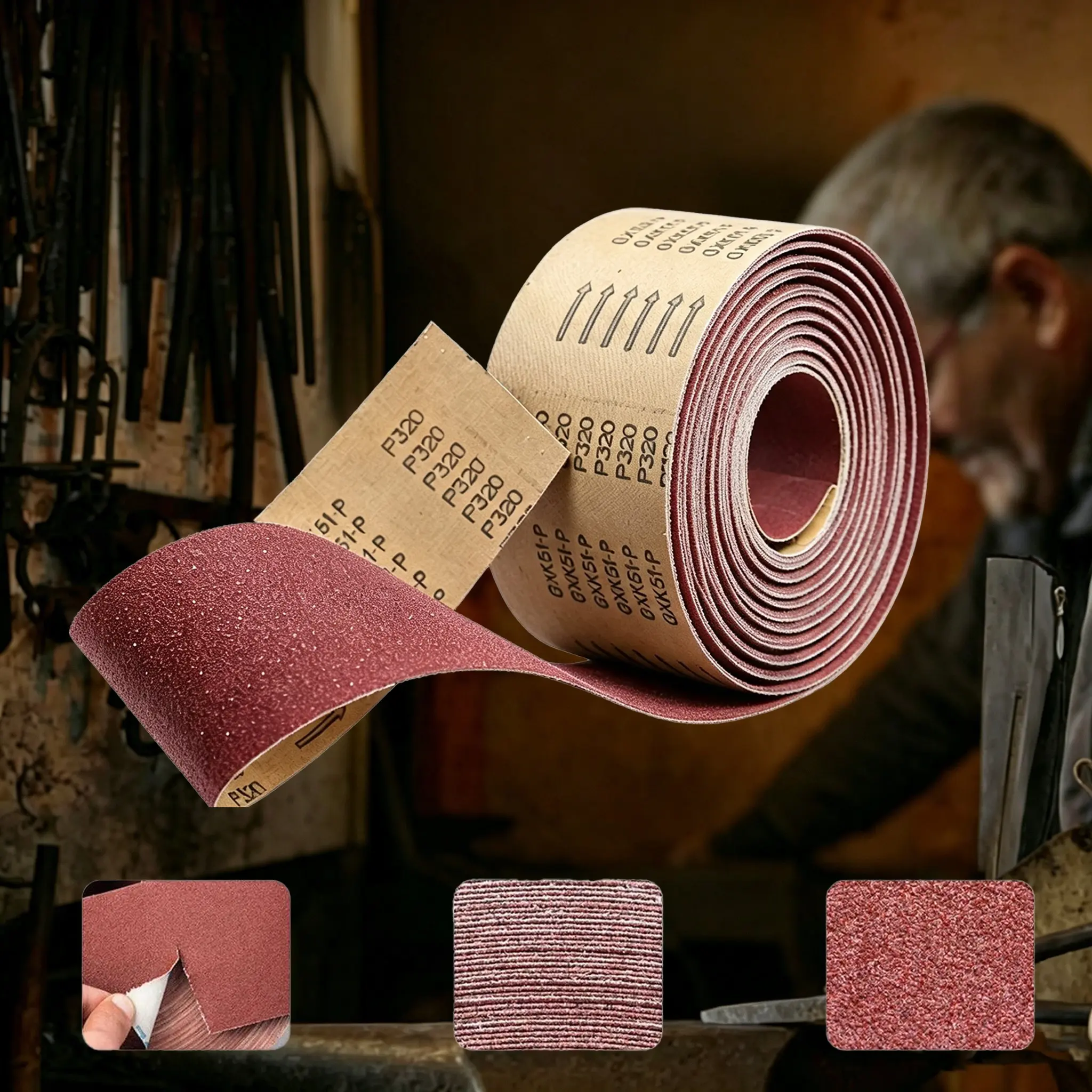 60-600 Grit Sandpaper Roll, 2 Inch Width, 32.8 Feet Length, Grinding Cloth Roll for Wood Furniture, Metal Polishing
