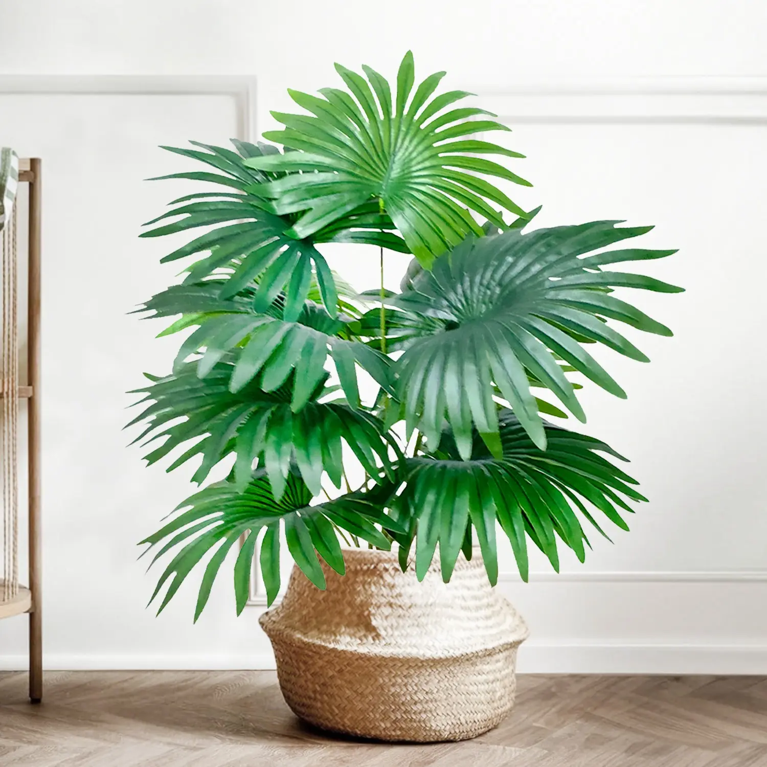 Artificial Fan Leaf Plant, Durable Plastic, Indoor Outdoor Decor, No Maintenance, Tropical Style, Ideal for Weddings, Restaurants, Home Gardens
